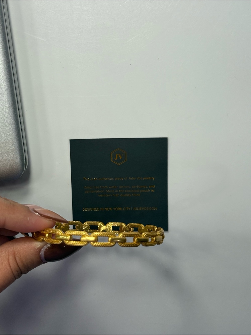 Julie Vos Gold Paperclip Bangle Bracelet Size Small